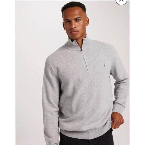 K25 Ralph Lauren POLO Soft French Rib 1/4” Pullover Heather Gray Sz L NWOT - Picture 1 of 10